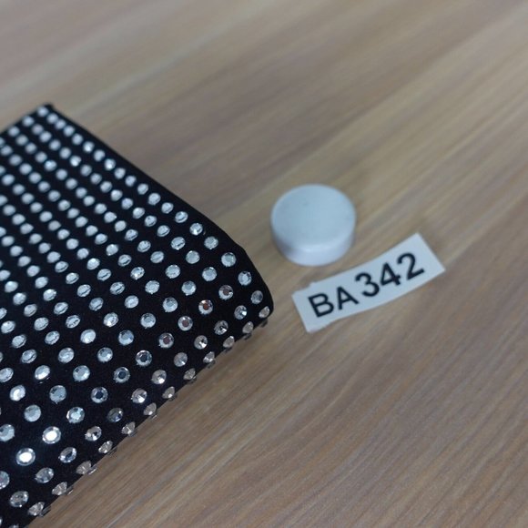 Black Clutch Evening Envelope Purse Bedazzled Gatsby Party Crystal Studded Small - Picture 13 of 13